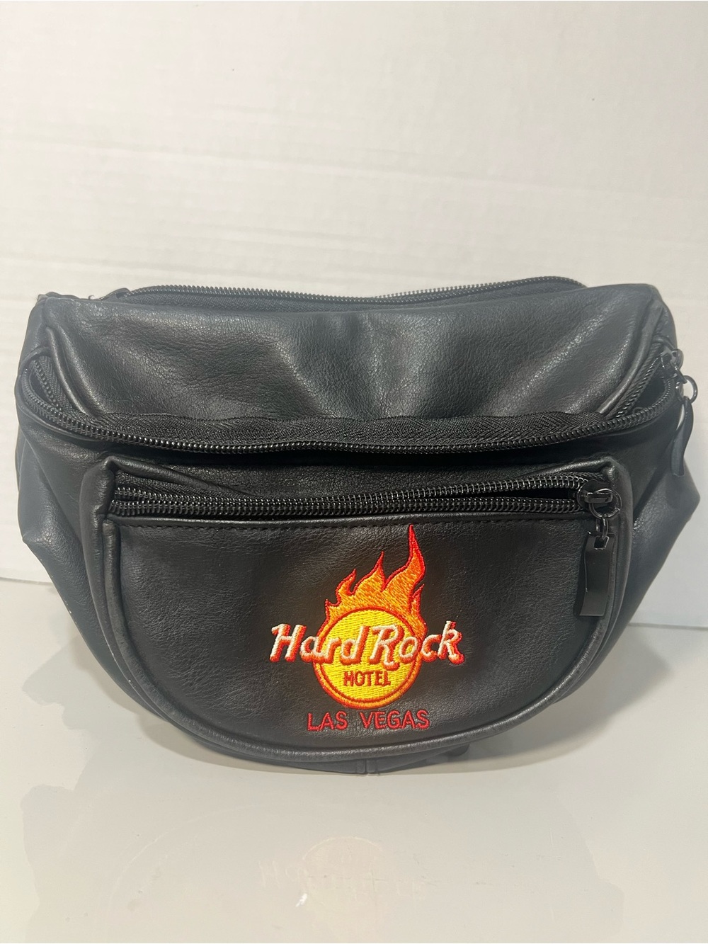 Hard Rock Hotel Las Vegas Black Faux Leather Fanny Pack Waist Bag Y2K